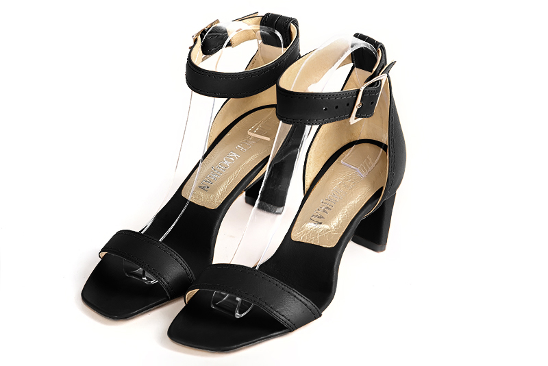 Sandales habillées noir satiné pour femme - Florence KOOIJMAN