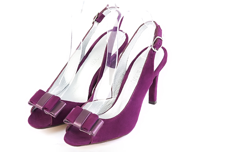Sandale femme : Sandale soirées et cérémonies couleur violet myrtille. Bout rond. Talon haut fin Vue avant - Florence KOOIJMAN
