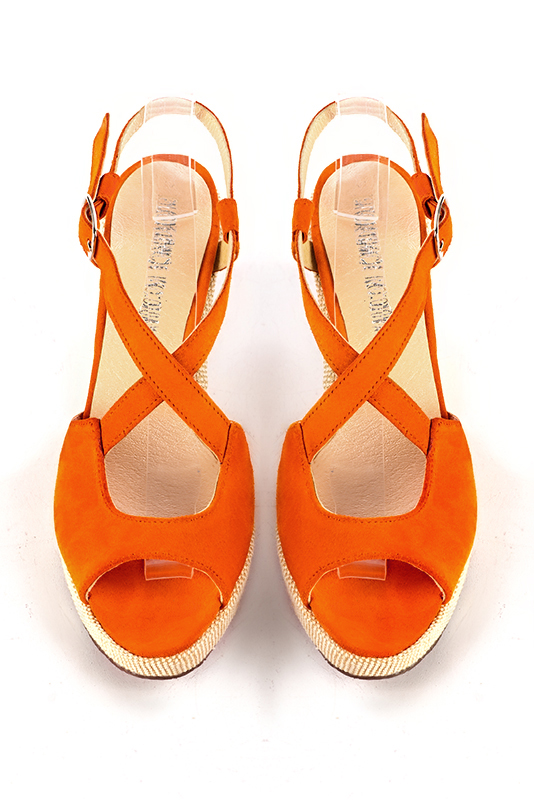Sandale femme : Sandale soirées et cérémonies couleur orange clémentine.. Vue du dessus - Florence KOOIJMAN