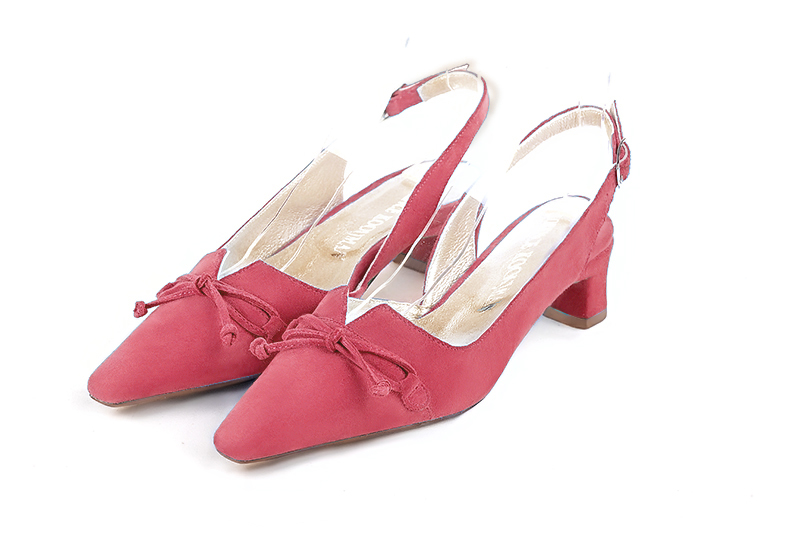 Chaussure femme à brides :  couleur rose camélia. Bout effilé. Petit talon trotteur Vue avant - Florence KOOIJMAN