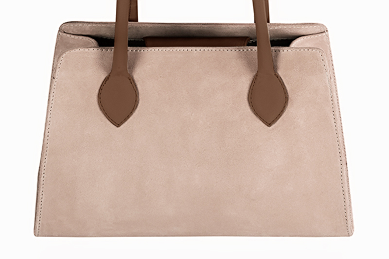 Luxueux sac à main, élégant et raffiné, coloris rose poudré et marron caramel. Personnalisation : Choix des cuirs et des couleurs. - Florence KOOIJMAN
