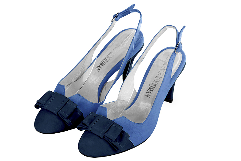 Chaussure femme à brides :  couleur bleu marine. Bout rond. Talon mi-haut fin Vue avant - Florence KOOIJMAN