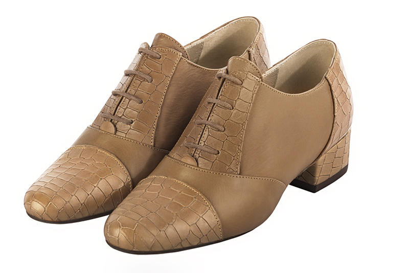 Chaussures à lacets habillées beige camel pour femme - Florence KOOIJMAN