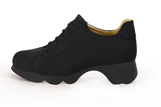 Chaussure femme à lacets : Derby sport couleur noir mat.. Vue de profil - Florence KOOIJMAN