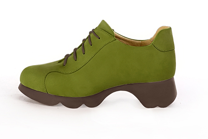 Chaussure femme à lacets : Derby sport couleur vert pistache.. Vue de profil - Florence KOOIJMAN