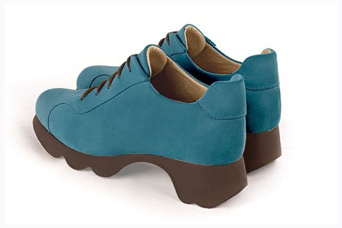 Chaussure femme à lacets : Derby sport couleur bleu canard.. Vue arrière - Florence KOOIJMAN