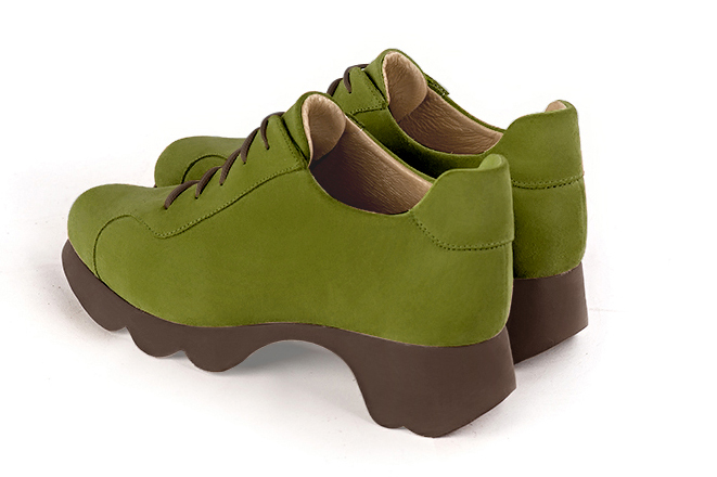Chaussure femme à lacets : Derby sport couleur vert pistache.. Vue arrière - Florence KOOIJMAN