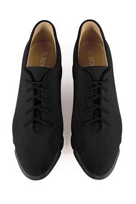 Chaussure femme à lacets : Derby sport couleur noir mat.. Vue du dessus - Florence KOOIJMAN