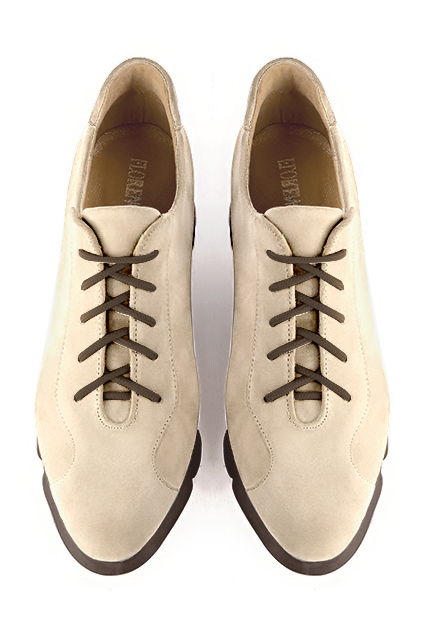 Chaussure femme à lacets : Derby sport couleur blanc ivoire.. Vue du dessus - Florence KOOIJMAN