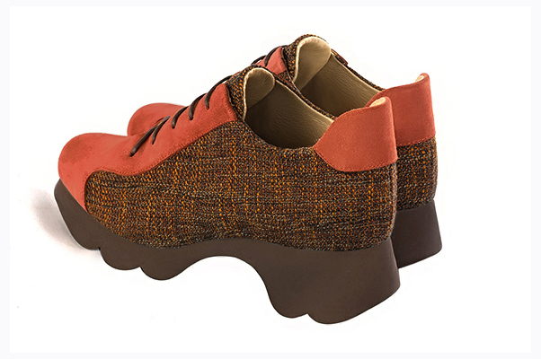 Chaussure femme à lacets : Derby sport couleur orange corail.. Vue arrière - Florence KOOIJMAN