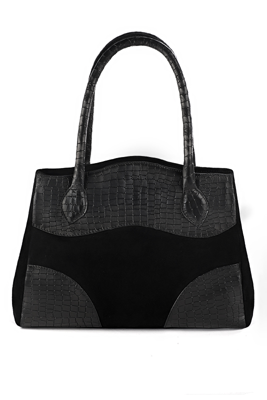 Luxueux grand sac à main, élégant et raffiné, coloris noir mat. Personnalisation : Choix des cuirs et des couleurs. - Florence KOOIJMAN