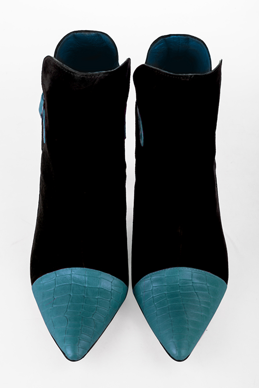 Boots tendance Florence KOOIJMAN - Boots Originale noir et turquoise sur talon haut et bout pointu, du 35 au 43