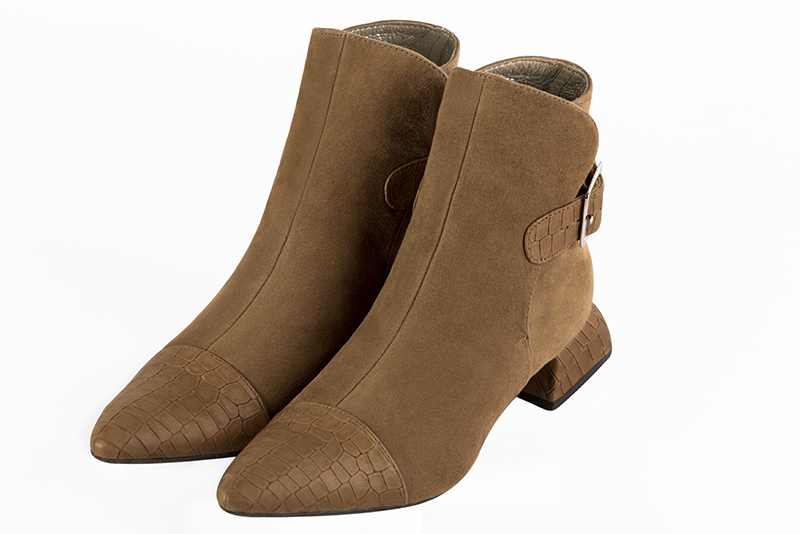 Boots personnalisable Florence KOOIJMAN - Boots Femme, en daim et croco Camel.