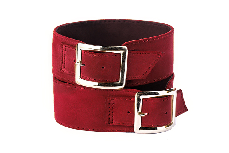 Bracelets pour bottes et cuissardes : A porter sur des bottes ou cuissardes en haut des mollets | couleur rouge carmin Vue avant - Florence KOOIJMAN