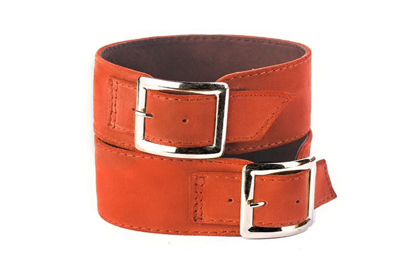 Bracelets pour bottes et cuissardes : A porter sur des bottes ou cuissardes en haut des mollets | couleur orange clémentine Vue avant - Florence KOOIJMAN