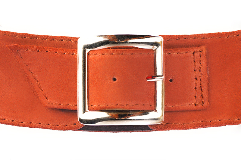 Bracelets pour bottes et cuissardes : A porter sur des bottes ou cuissardes en haut des mollets | couleur orange clémentine. Vue arrière - Florence KOOIJMAN