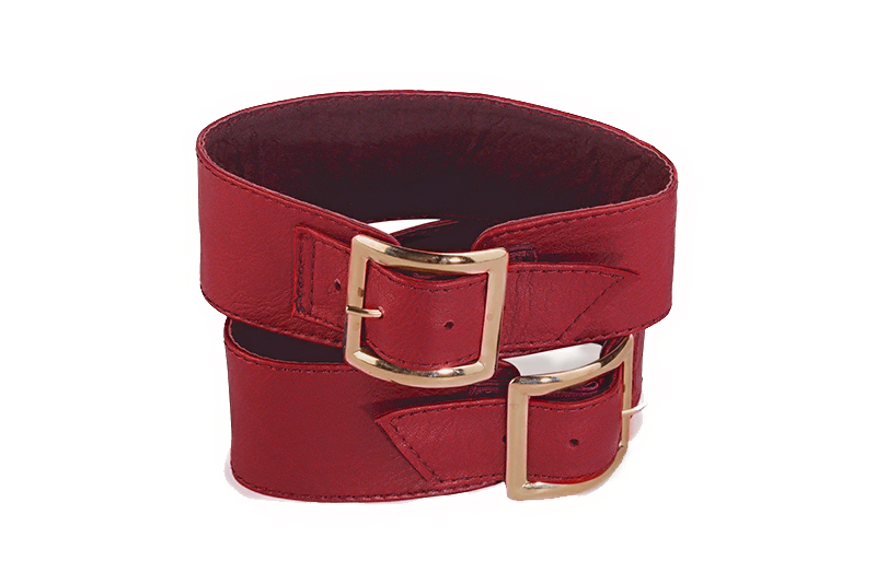 Bracelets pour bottes et cuissardes : A porter sur des bottes ou cuissardes en haut des mollets | couleur rouge coquelicot Vue avant - Florence KOOIJMAN