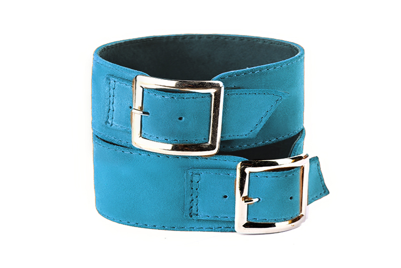 Bracelets pour bottes et cuissardes : A porter sur des bottes ou cuissardes en haut des mollets | couleur bleu turquoise Vue avant - Florence KOOIJMAN
