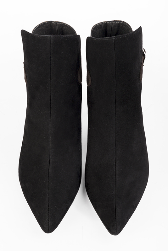 Boots tendance Florence KOOIJMAN - Boots Femme noir et cuir métallisé bronze, sur bout pointu et talon évasé mi haut, du 35 au 43