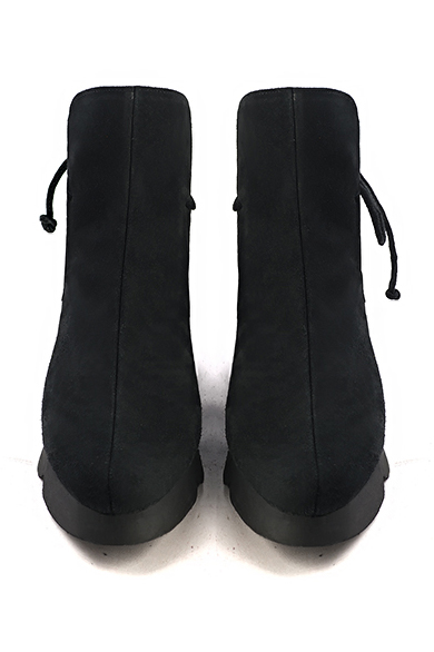 Boots femme : Bottines lacets à l'arrière couleur noir mat.. Vue du dessus - Florence KOOIJMAN