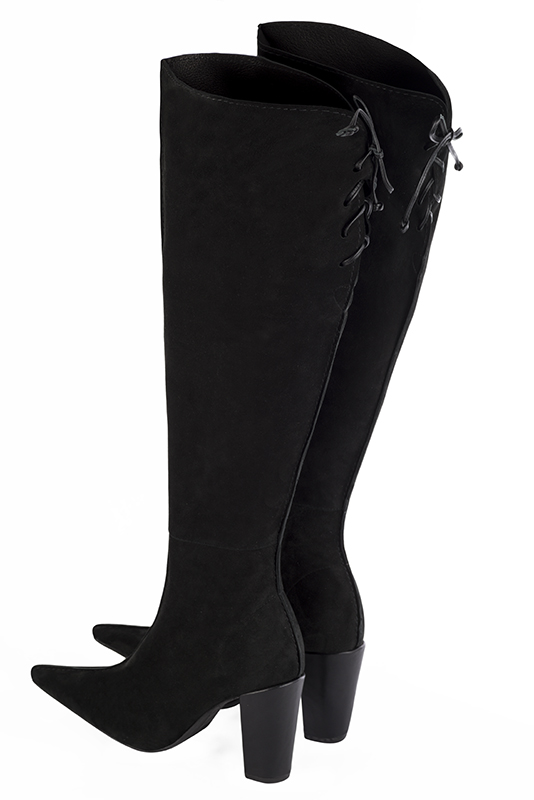 Bottes tendance Florence KOOIJMAN - Bottes haute, en daim noir, ajustable pour petit et gros mollet.