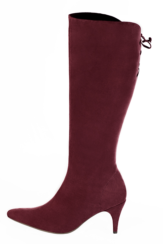 Bottes personnalisable Florence KOOIJMAN - Bottes Femmes, en daim Bordeaux, pour petit et gros mollet