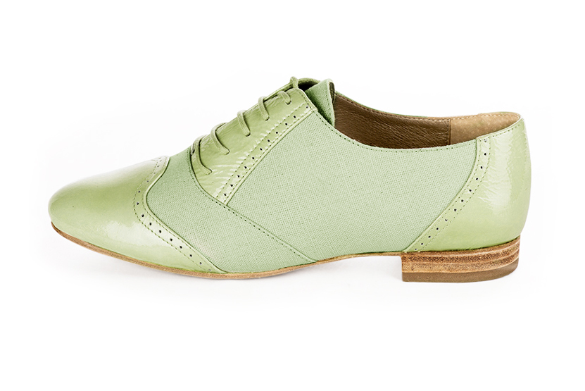 Chaussure femme à lacets : Derby original couleur vert tilleul.. Vue de profil - Florence KOOIJMAN