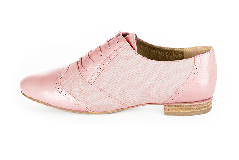 Chaussure femme à lacets : Derby original couleur rose pâle.. Vue de profil - Florence KOOIJMAN