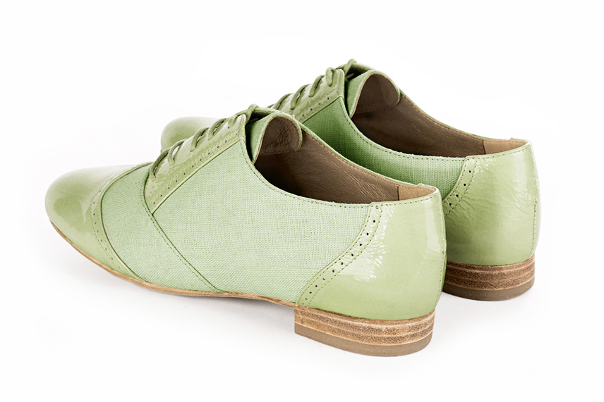 Chaussure femme à lacets : Derby original couleur vert tilleul.. Vue arrière - Florence KOOIJMAN