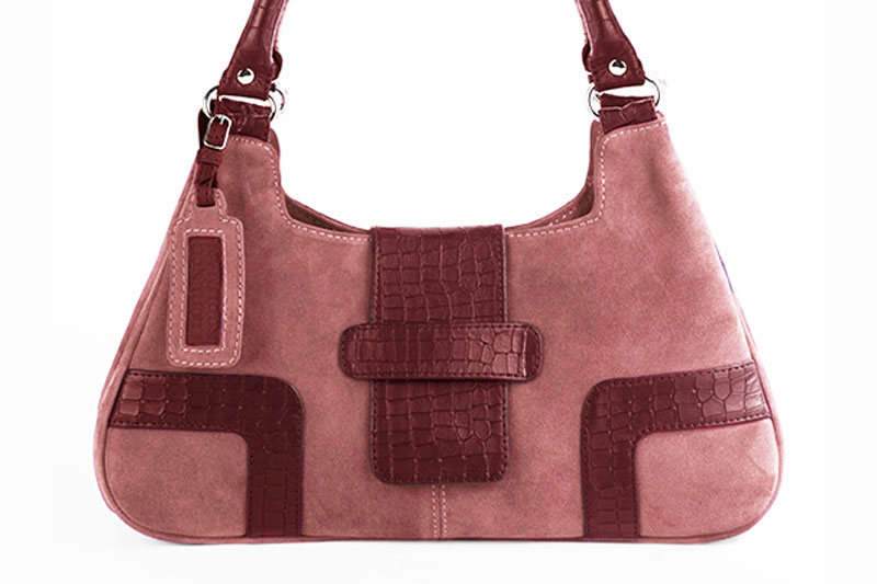 Luxueux sac à main, élégant et raffiné, coloris rose vieux rose et rouge bordeaux. Personnalisation : Choix des cuirs et des couleurs. - Florence KOOIJMAN