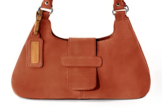 Luxueux sac à main, élégant et raffiné, coloris orange corail. Personnalisation : Choix des cuirs et des couleurs. - Florence KOOIJMAN