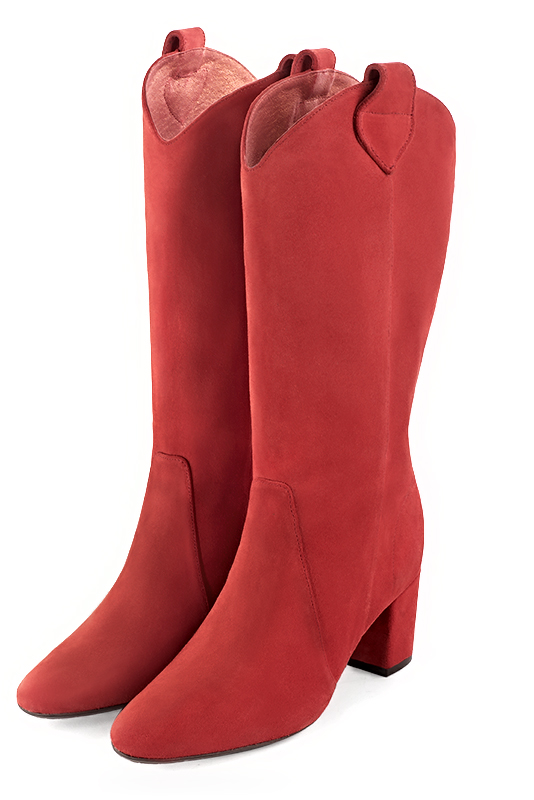 Mi-bottes habillées rouge coquelicot pour femme - Florence KOOIJMAN