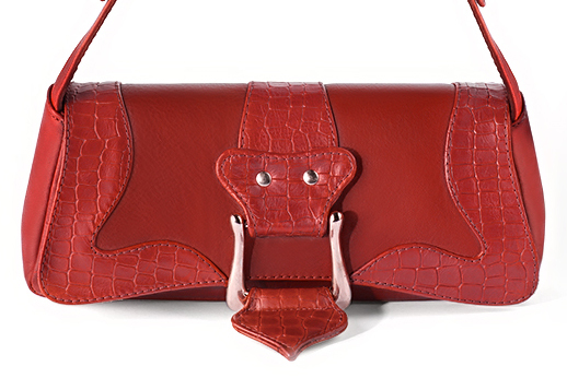 Luxueux petit sac à main, élégant et raffiné, coloris rouge coquelicot. Personnalisation : Choix des cuirs et des couleurs. - Florence KOOIJMAN
