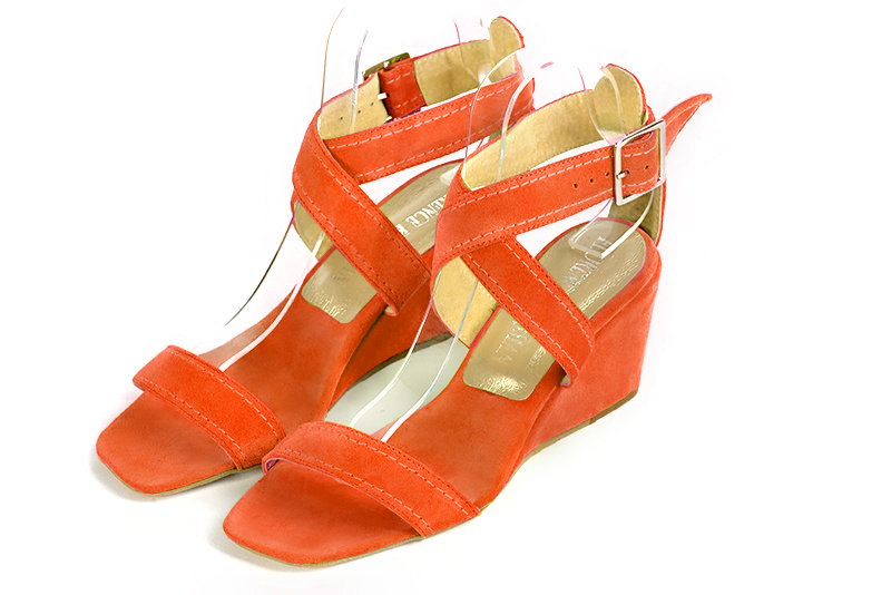 Sandales habillées orange clémentine pour femme - Florence KOOIJMAN