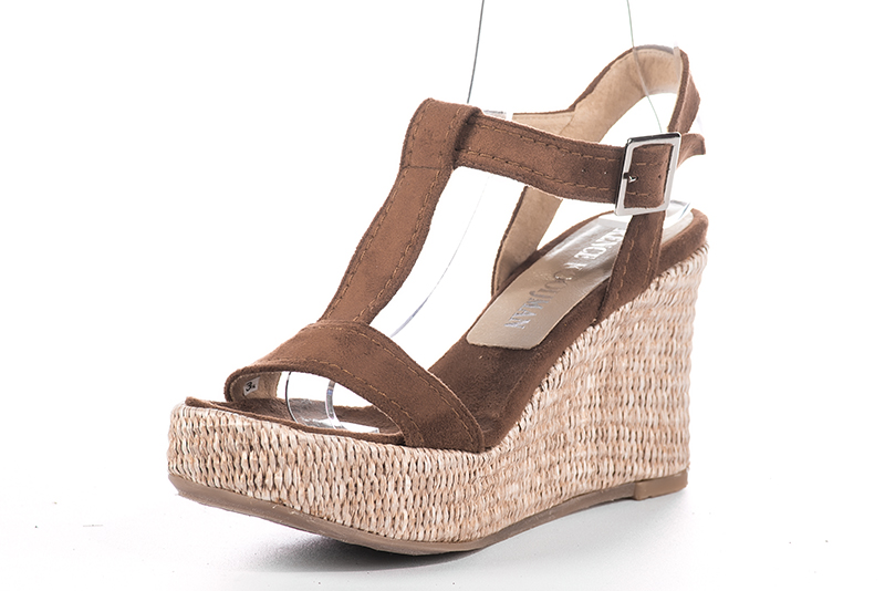 Escarpins soirée et cérémonie Florence KOOIJMAN - Sandale couleur camel, sur compensé, personnalisable dans toutes les couleurs.