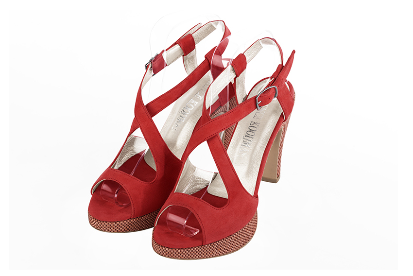 Sandales habillées rouge coquelicot pour femme - Florence KOOIJMAN