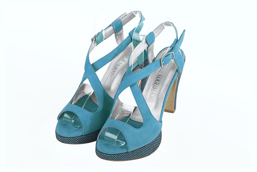 Sandales habillées bleu canard pour femme - Florence KOOIJMAN