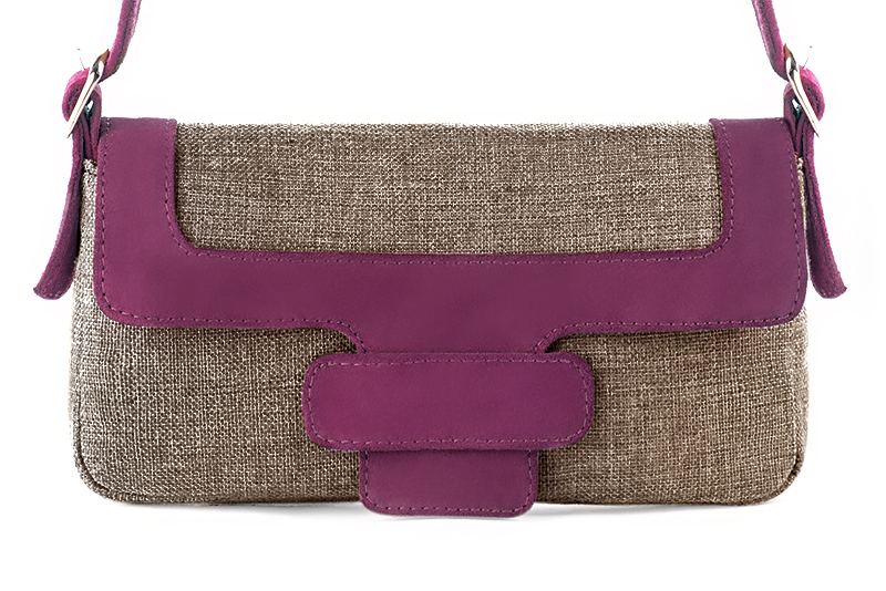 Luxueux petit sac à main, élégant et raffiné, coloris beige sahara et violet myrtille. Personnalisation : Choix des cuirs et des couleurs. - Florence KOOIJMAN