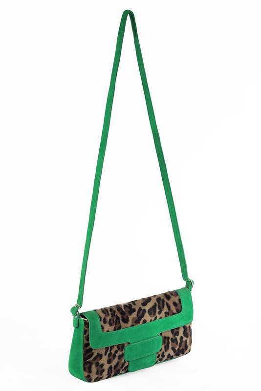 Luxueux petit sac à main, élégant et raffiné, coloris noir et vert émeraude. Personnalisation : Choix des cuirs et des couleurs. - Florence KOOIJMAN