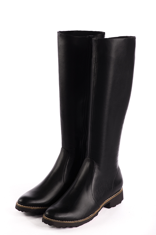 Bottes sur mesure Florence KOOIJMAN - Botte Cavalière collection Hiver 2016 en cuir lisse noir sur Semelle gomme confortable du 35 au 43