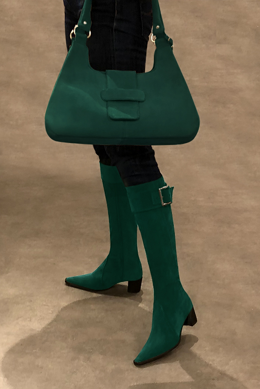 Bottes et sac assortis couleur vert bouteille - Florence KOOIJMAN