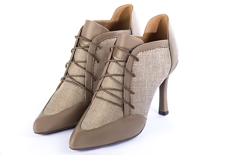 Chaussures à lacets habillées beige mastic pour femme - Florence KOOIJMAN
