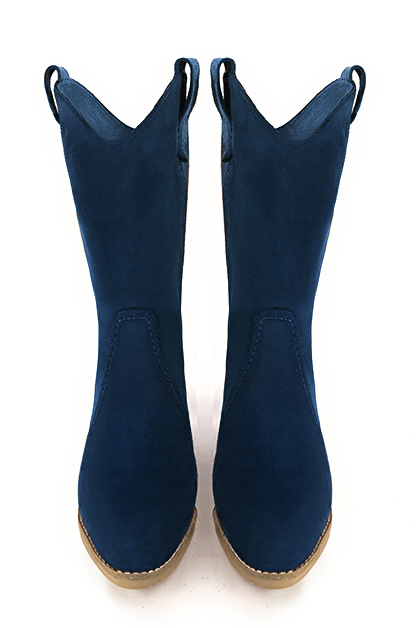 Boots femme : Boots fermeture éclair à l'intérieur couleur bleu marine. Bout rond. Semelle cuir petit talon. Vue du dessus - Florence KOOIJMAN