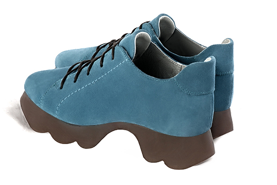 Chaussure femme à lacets : Derby sport couleur bleu canard.. Vue arrière - Florence KOOIJMAN