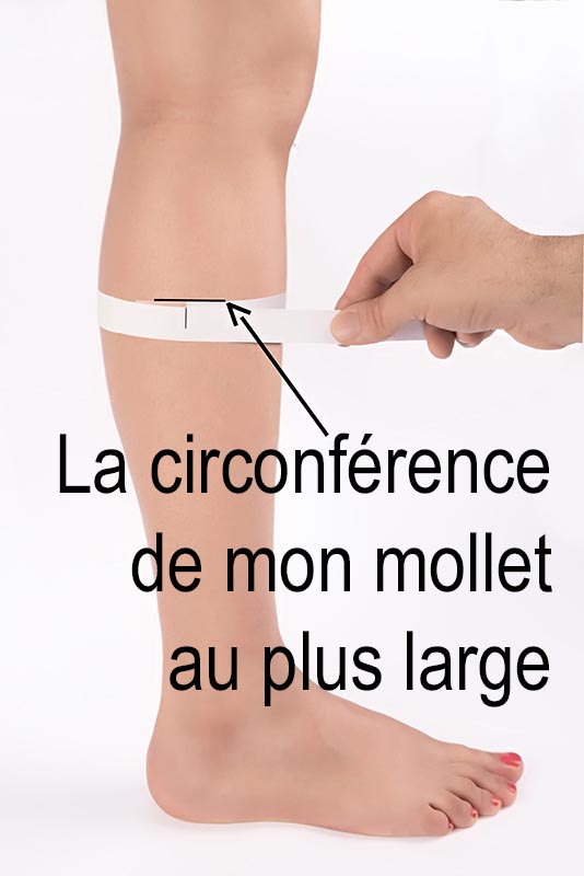 Mesure de la circonférence du mollet au plus large - 
				Personnalisation Florence KOOIJMAN