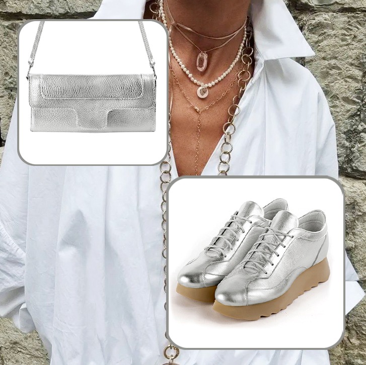 Elégantes baskets femme pour une tenue argent