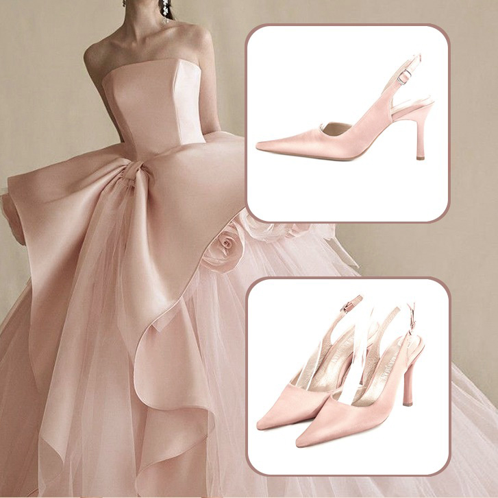 Escarpins habillés bride arrière assortis à une tenue rose poudré