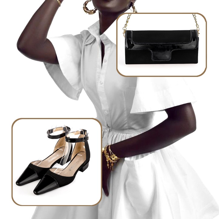 Chaussures bride cheville femme pour une tenue noir brillant et noir mat