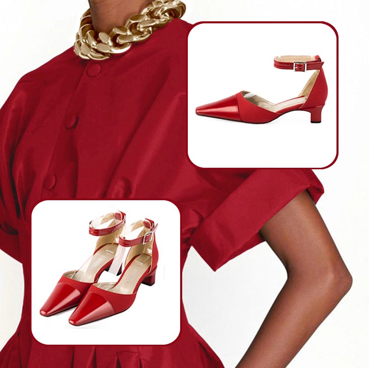 Chaussures bride cheville femme pour une tenue rouge coquelicot et rouge carmin