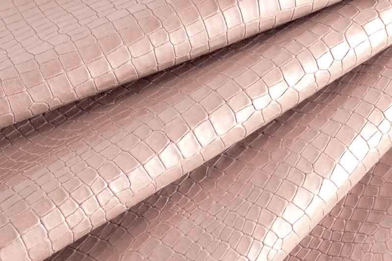 Cuir impression crocodile rose poudré pour escarpins, pochettes, baskets, bottines, bottes - Florence KOOIJMAN